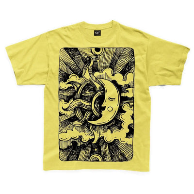 Moon Design Large Print Kids Children's T-Shirt 5-6 / Yellow