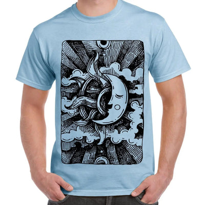 Moon Design Large Print Men's T-Shirt M / Light Blue