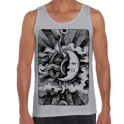 Moon Design Large Print Men's Vest Tank Top L / Light Grey