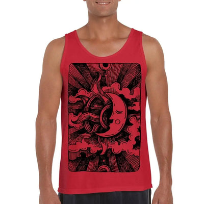 Moon Design Large Print Men's Vest Tank Top L / Red
