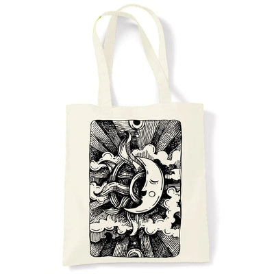 Moon Design Large Print Tote Shoulder Shopping Bag