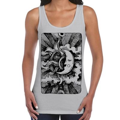 Moon Design Large Print Women's Vest Tank Top S / Light Grey