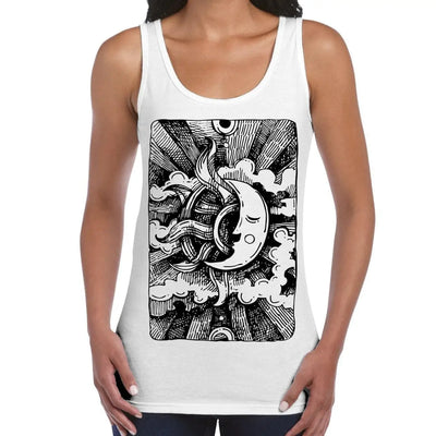 Moon Design Large Print Women's Vest Tank Top S / White