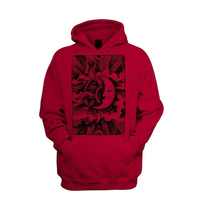 Moon Design Men's Pouch Pocket Hoodie Hooded Sweatshirt XL / Red