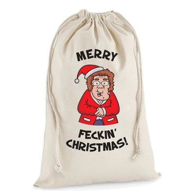 Mrs Browns Boys Merry Feckin Christmas Presents Stocking Drawstring Santa Sack