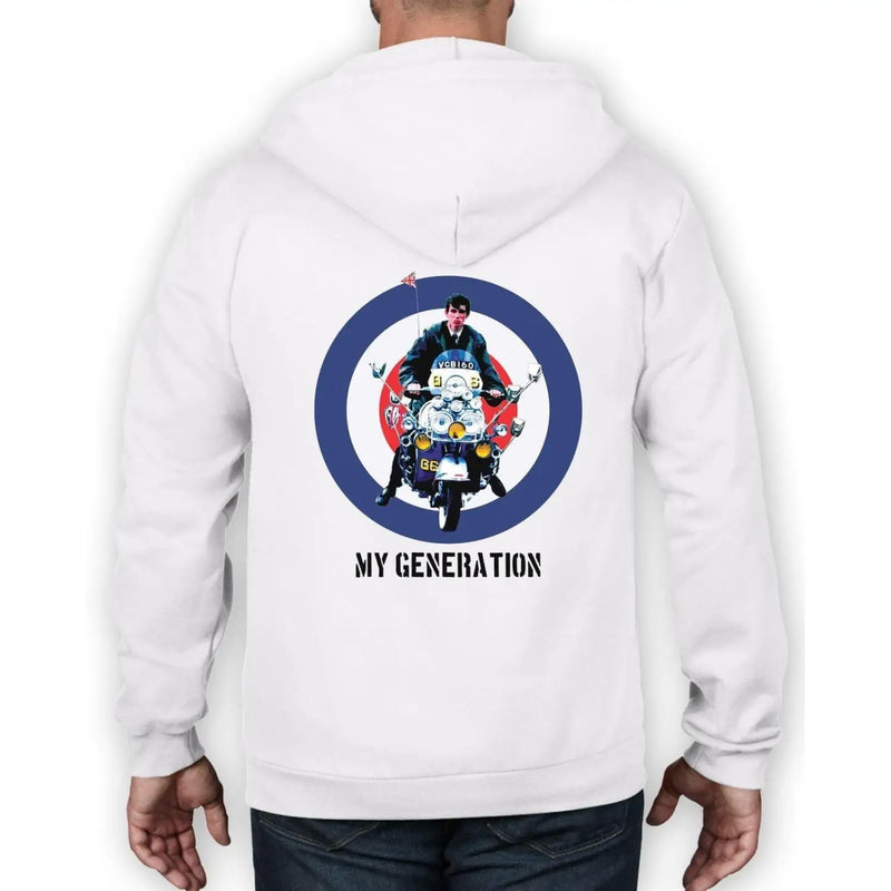 My Generation Mod Scooter Full Zip Hoodie S / White