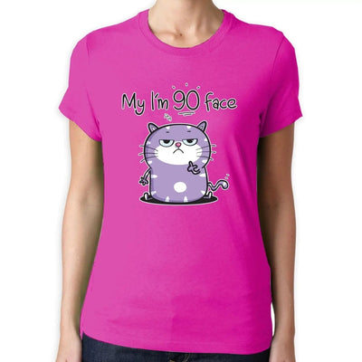 My I'm 90 Birthday Face Funny 90th Birthday Present Women's T-Shirt XL
