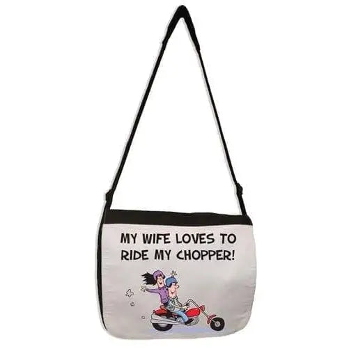 My Wife Loves To Ride My Chopper Laptop Messenger Bag