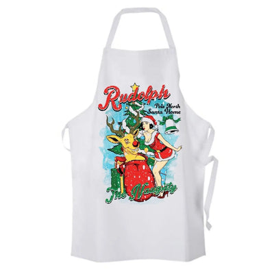 Naughty Rudolph Reindeer Christmas Chef's Kitchen Apron