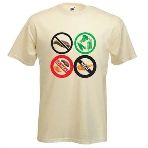 No Meat Signs Vegetarian T-Shirt XXL / Cream