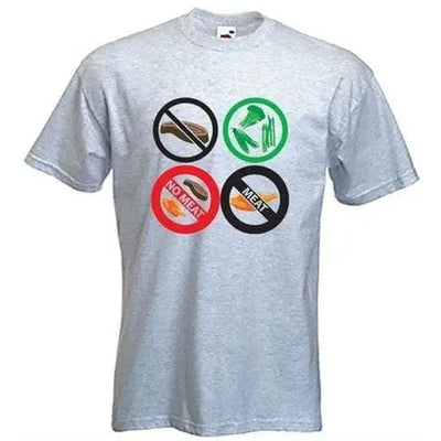 No Meat Signs Vegetarian T-Shirt XXL / Light Grey