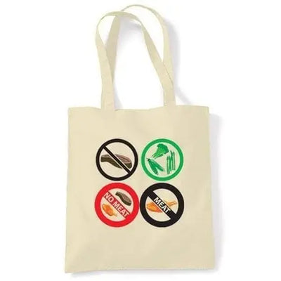 No Meat Signs Vegetarian Tote Shoulder Bag
