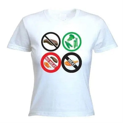 No Meat Signs Women's Vegetarian T-Shirt XL / White