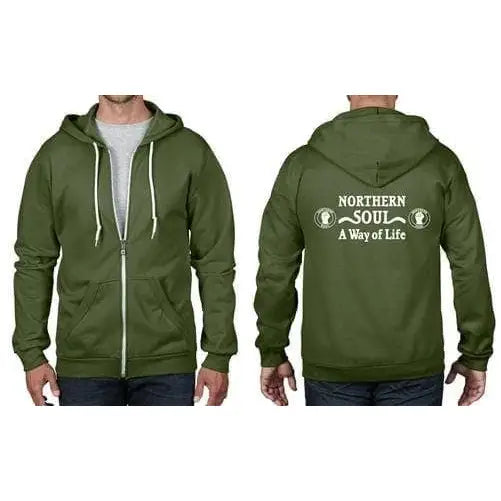 Northern Soul A Way Of Life Full Zip Hoodie M / Bottle Green