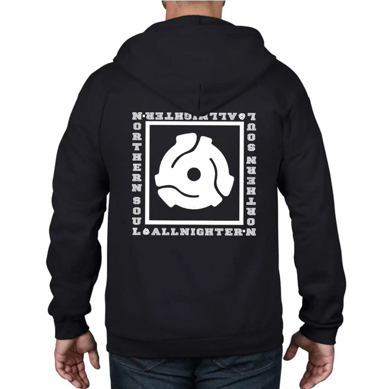 Northern Soul All Nighter 45 Vinyl Adapter Full Zip Hoodie L / Black
