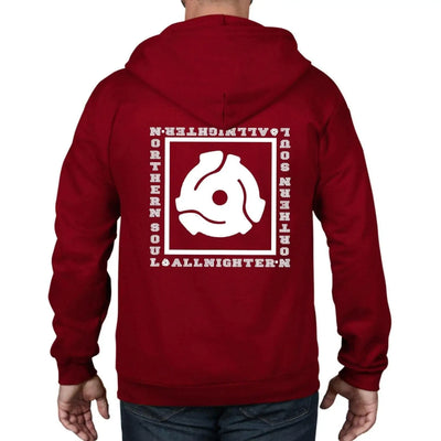 Northern Soul All Nighter 45 Vinyl Adapter Full Zip Hoodie L / Independence Red