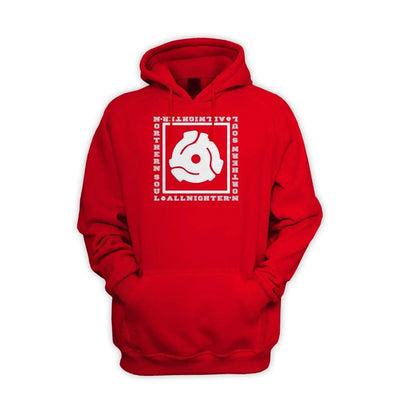 Northern Soul All Nighter 45 Vinyl Adapter Pull Over Pouch Pocket Hoodie T-Shirt XXL / Red