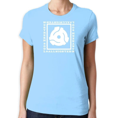 Northern Soul All Nighter 45 Vinyl Adapter Women's T-Shirt S / Light Blue