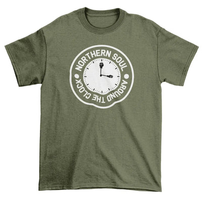 Northern Soul Around the Clock Men's T-Shirt XXL / Khaki
