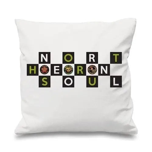Northern Soul Badges Logo Cushion White