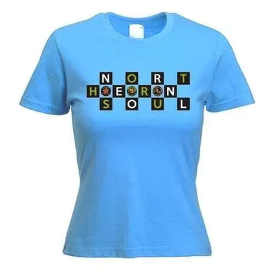 Northern Soul Badges Logo Women's T-Shirt S / Light Blue