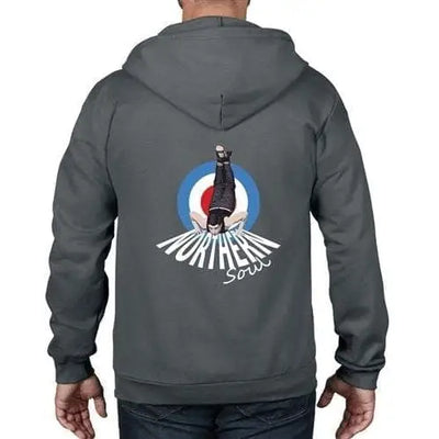 Northern Soul Dancer Mod Target Full Zip Hoodie M / Charcoal