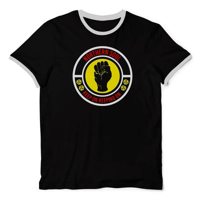 Northern Soul Keep On Keeping On Contrast Ringer T-Shirt L / Black