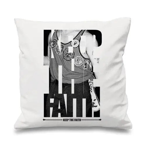 Northern Soul Keep The Faith Badges Cushion White