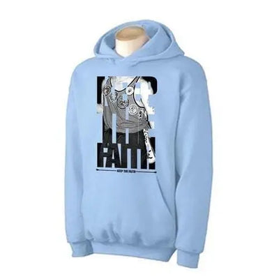 Northern Soul Keep The Faith Badges Hoodie XL / Light Blue