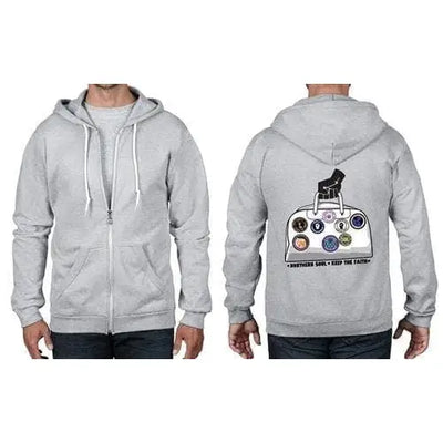 Northern Soul Keep The Faith Bag Full Zip Hoodie L / Heather Grey