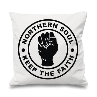 Northern Soul Keep The Faith Cushion White