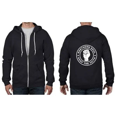 Northern Soul Keep The Faith Full Zip Hoodie XL / Black