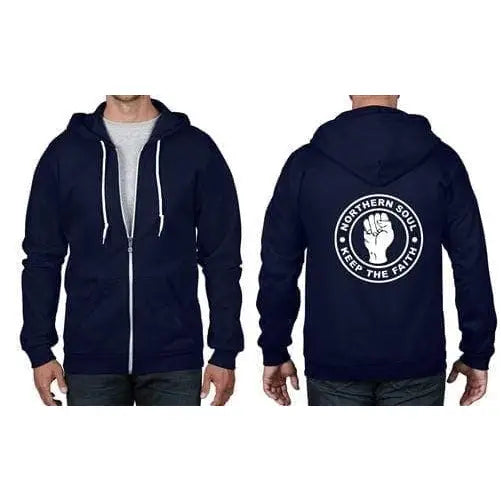 Northern Soul Keep The Faith Full Zip Hoodie XL / Blue