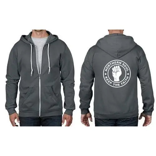 Northern Soul Keep The Faith Full Zip Hoodie XL / Charcoal