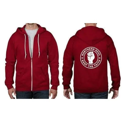 Northern Soul Keep The Faith Full Zip Hoodie XL / Red