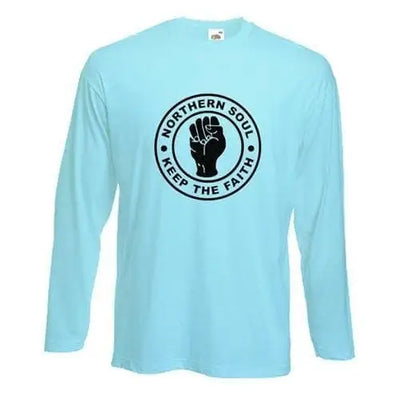 Northern Soul Keep The Faith Long Sleeve T-Shirt L / Light Blue