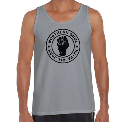 Northern Soul Keep The Faith Men's Tank Vest Top L / Light Grey