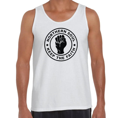 Northern Soul Keep The Faith Men's Tank Vest Top L / White