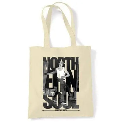 Northern Soul Keep The Faith Photos Shoulder Bag Cream