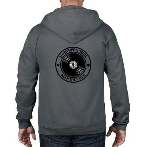 Northern Soul Keep The Faith Record Full Zip Hoodie M / Charcoal