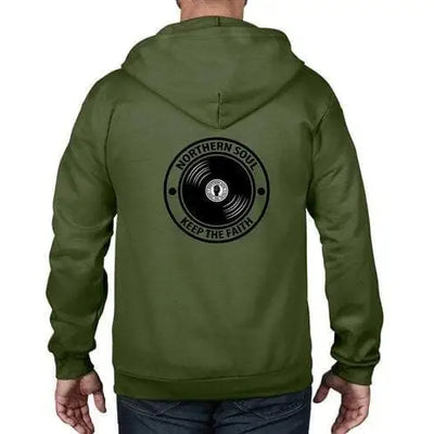 Northern Soul Keep The Faith Record Full Zip Hoodie M / City Green