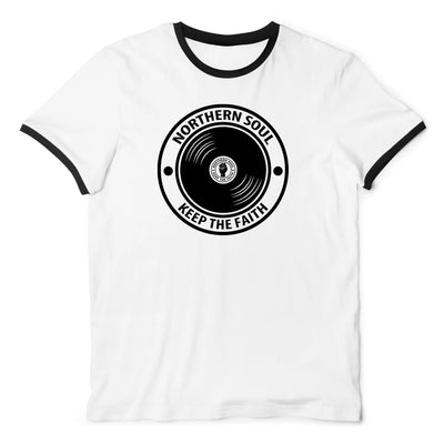 Northern Soul Keep The Faith Record Men's Ringer T-Shirt S