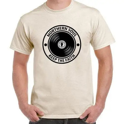 Northern Soul Keep The Faith Record Men's T-Shirt XXL / Cream