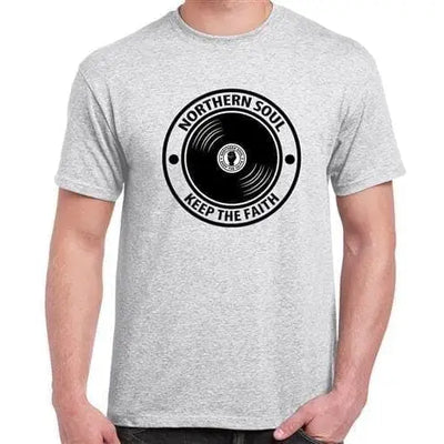 Northern Soul Keep The Faith Record Men's T-Shirt XXL / Light Grey