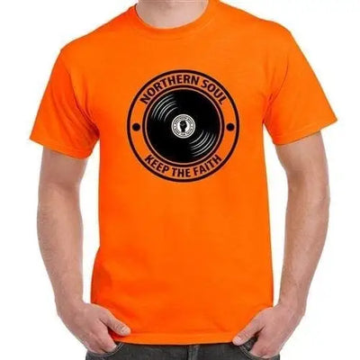 Northern Soul Keep The Faith Record Men's T-Shirt XXL / Orange