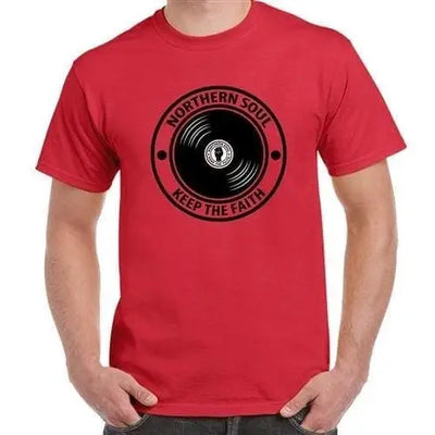 Northern Soul Keep The Faith Record Men's T-Shirt XXL / Red