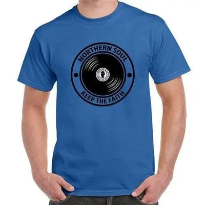 Northern Soul Keep The Faith Record Men's T-Shirt XXL / Royal Blue