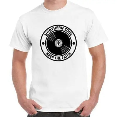 Northern Soul Keep The Faith Record Men's T-Shirt XXL / White