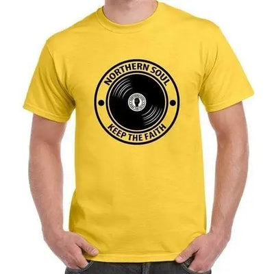 Northern Soul Keep The Faith Record Men's T-Shirt XXL / Yellow