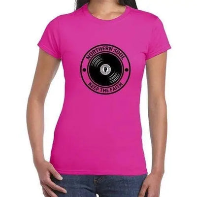 Northern Soul Keep The Faith Record Women's T-Shirt L / Dark Pink